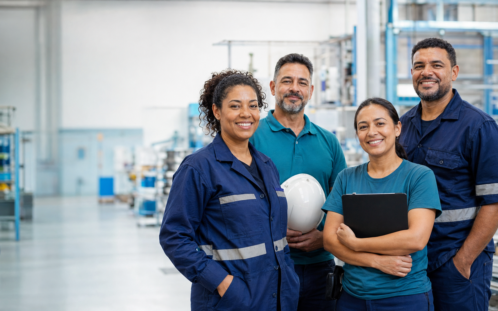 Equipe de trabalhadores em ambiente industrial